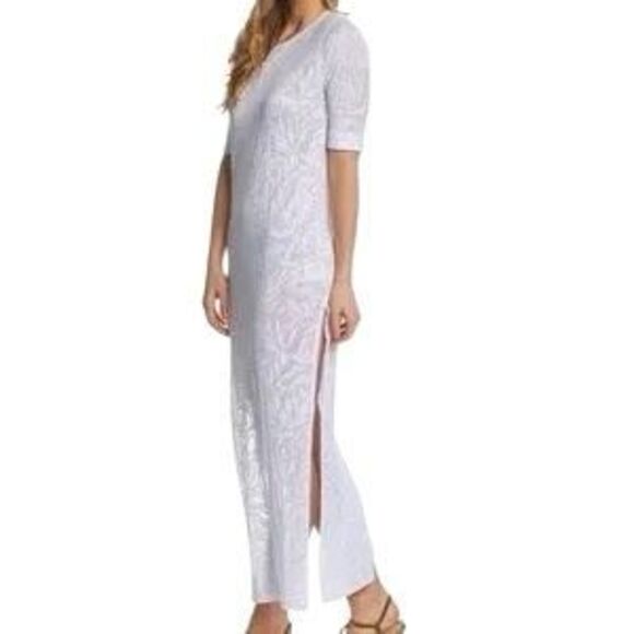 Tavik Swimwear White Sheer Palm Leaf Maxi Cover-Up Dress Size S M (045) - Picture 3 of 16